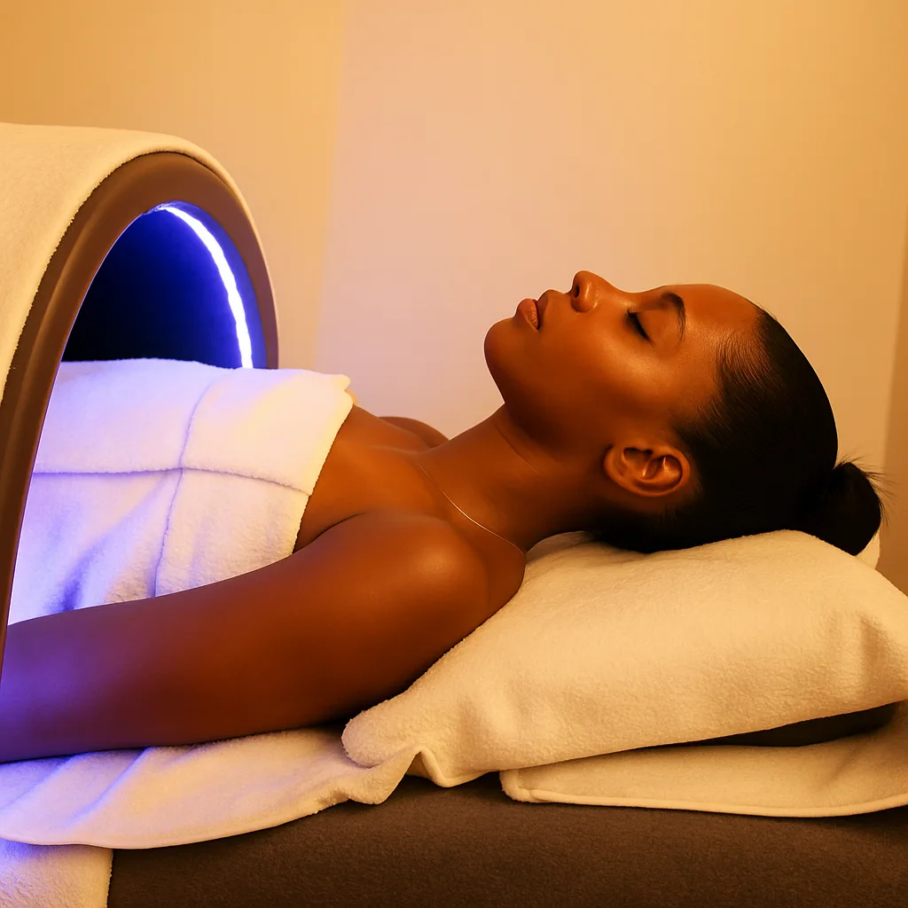 Infrared sauna pod session at Glow Sauna Studios